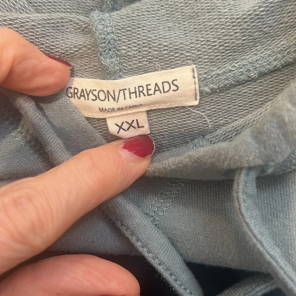 Grayson Threads blue hoodie pullover shirt sleeve sweatshirt size XXL.